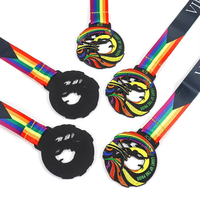 Médaille de finisseur personnalisée Rainbow Run, logo sur mesure, alliage de zinc, émail souple, ronde creuse, récompense pour événement sportif