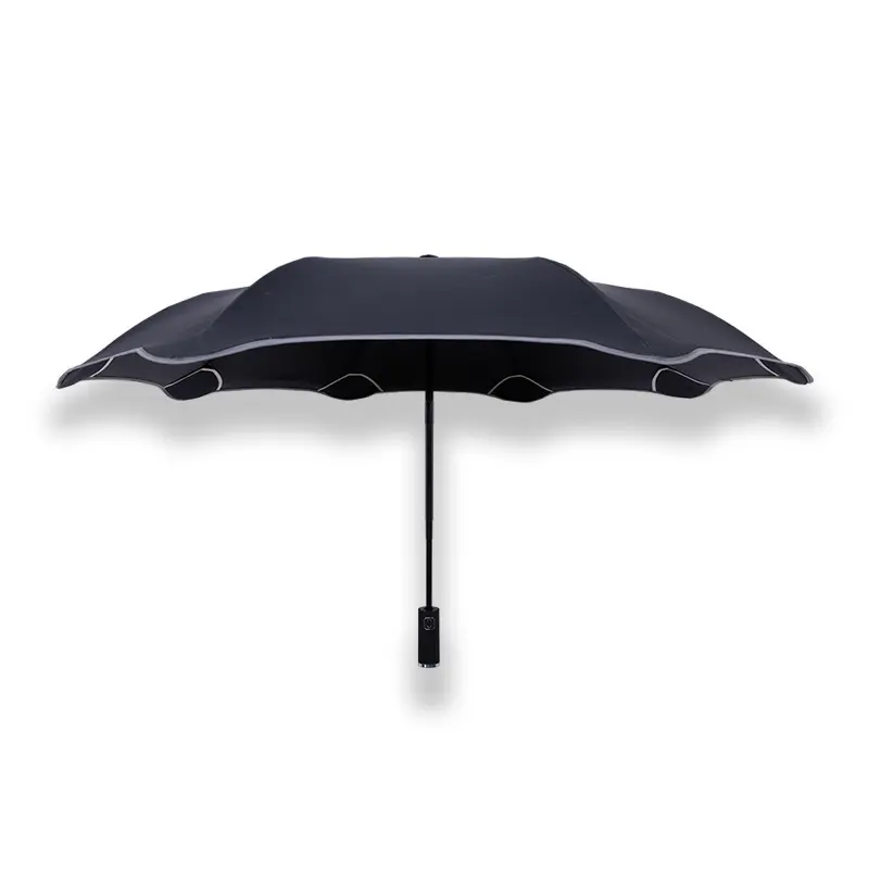 Parapluie émoussé entièrement automatique à la mode 3 fois avec coin rond de sécurité sans embouts Protection UV nouveau parapluie Design