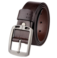 Ceinture Classique Rétro pour Homme en Cuir de Vachette, Style Business Décontracté, Longueur Ajustable, Finition Denim, Boucle à Ardillon en Alliage
