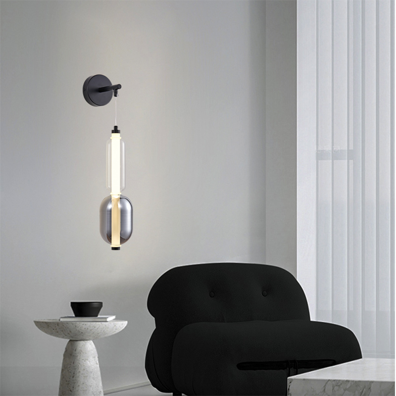 Nordic Minimalist Long Wall Lamp Iron Glass Modern Decoration with Warm White Light Hanging Installation for Hotels and Homes