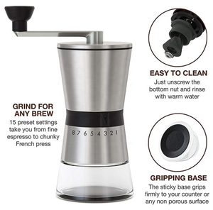 Molinillo <span class=keywords><strong>de</strong></span> Café Manual con ajuste ajustable, fresa cónica y amoladora <span class=keywords><strong>de</strong></span> café <span class=keywords><strong>de</strong></span> grano completo <span class=keywords><strong>de</strong></span> acero inoxidable cepillado - Product Image 3