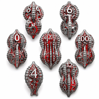 Ensemble de 7 dés en métal à échelle de dragon rouge noir profond, faits à la main, polyédriques, pour jeux de table Dungeons and Dragons, coffret cadeau