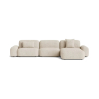 Ensemble de salon moderne, minimaliste et luxueux - Canapé modulaire en forme de L en tissu cachemire, vente directe d'usine