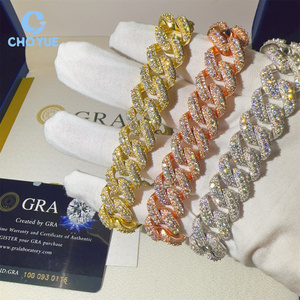 Cuban Link Bracelet 925 Sterling Silver VVS Moissanite Diamond 15MM Iced Out Cuban Link Chain Buss <b>Down</b> Hip Hop Jewelry Bracelet - Product Image 1