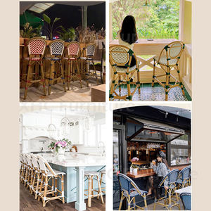 Silla de Bar Ligera Estilo Bistro Francés, de Bambú y Ratán, para Uso en Exteriores, Cafés y Restaurantes - Product Image 6