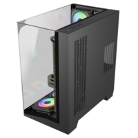 Hot Selling Black Gaming Computer Case Three Sides Tempered Glass Case PC Mid Tower Computer Case OEM