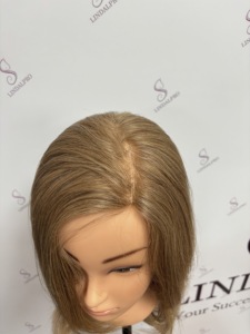 Tête de mannequin <span class=keywords><strong>blonde</strong></span> 100% cheveux humains de 16 pouces pour la pratique professionnelle de la coiffure tête d'entraînement haute densité pour la <span class=keywords><strong>coloration</strong></span> - Product Image 5