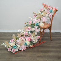 Französischer Stil Kirchliche Hochzeitsblumen-Dekoration 165cm Künstlicher Blumenläufer Salbeigrüne Seidenrosen-Blumendekoration