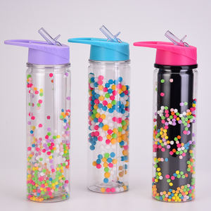 Bouteille en plastique double couche de 500ml POM pour boule de paille nouvelle couleur arc-en-ciel dégradé créative étanche pour un design mignon pour les enfants - Product Image 1