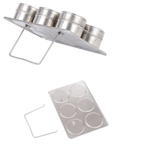6-Piece Stainless Steel Magnetic Spice Canister Set Shaker Lid Kitchen Organization Tray Salt Pepper Sugar Other <strong>Herbs</strong> <strong>Box</strong> - Product Image 4
