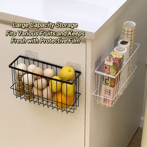 Double Tier Magnetic Wire <b>Storage</b> <b>Rack</b> <b>for</b> <b>Kitchen</b> Wall Mounted Organizer with Detachable Design in White and Black - Product Image 4