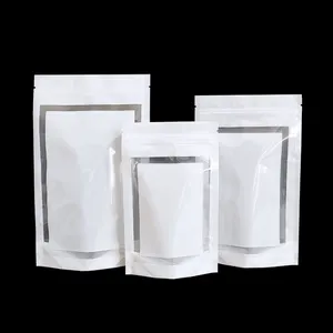 New Products White Plastic Packaging Stand Up Pouch Zipper Bag With Window