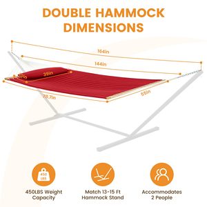 Double Person <b>Hammock</b> With Pillow Backyard Garden Use Leisure Indoor Portable QuiltedHammock - Product Image 2