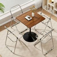 Ensemble de tables basses modernes en MDF durable avec pieds en métal et 4 chaises ; Facile à nettoyer, écologique, idéal pour appartement et salon