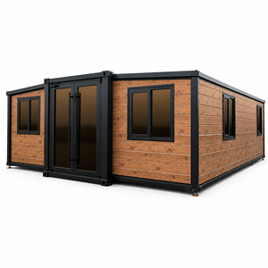 Maison conteneur pliable extensible à double aile de 40 pieds, grande maison préfabriquée pour famille, hôtel, site de secours en cas de catastrophe - Product Image 1