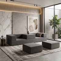 Ensemble de canapés modulaires extensibles et convertibles modernes et minimalistes avec ottomanes, canapé sectionnel personnalisé OEM en tissu microfibre pour hôtel