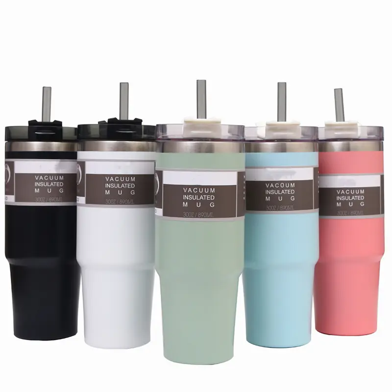 2024 Top Sell Double Wall Stainless Steel Water Bottle Camping Tumbler Cups With Twisted Lid