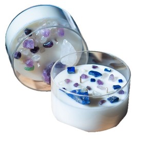 Velas Aromáticas de Cera de Soja con Cristales Naturales, Redondas, Hechas a Mano, Set de Regalo para Decoración del Hogar, Fragancia de Aceites Esenciales - Product Image 4