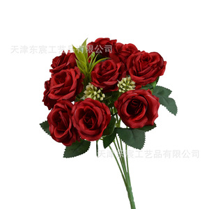 Ramo de Rosas Artificiales de 31 cm de Altura, Arreglo Floral de Seda para Decoración del Hogar y Bodas - Product Image 5