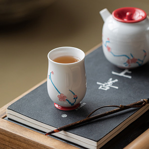 Guanlan Plum Blossom Tea <b>Cup</b> Porcelain Round Traditional Chinese Style Master <b>Cup</b> For Tea Tasting - Product Image 4