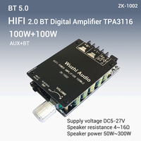 WUZHI AUDIO ZK-1002 100Wx2 HIFI Classe Haute Puissance 2.0 Stéréo BT Amplificateur de Son Numérique Carte Amplificateur Module Sonore TPA3116