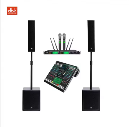 DBK DJ Sound System Sound  Line Array 4 X4 Columns Pro Column Speaker 12 Inch Active Subwoofer PA System