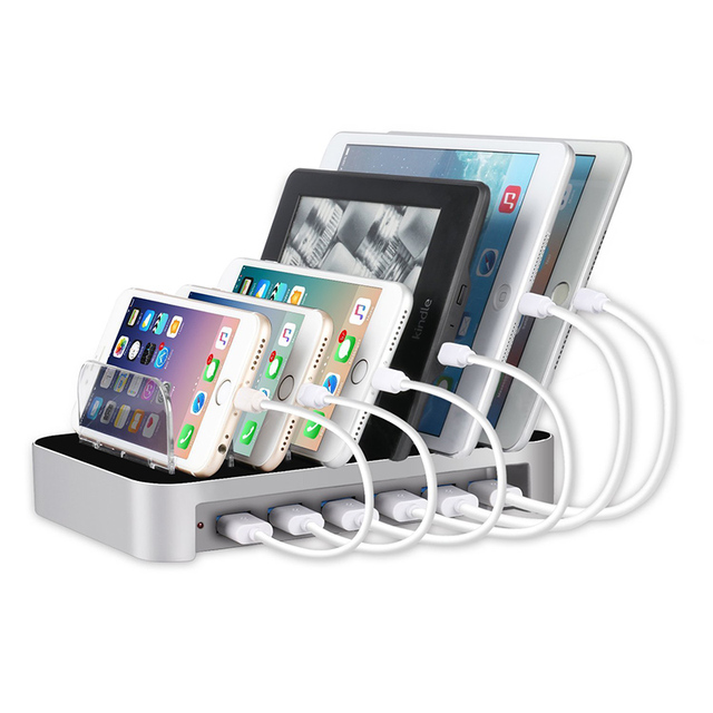 6 Port 30W Quick Charge USB Hub Charging Station for Cell Phones & Tablets-Foldable Design Eco-Friendly Material