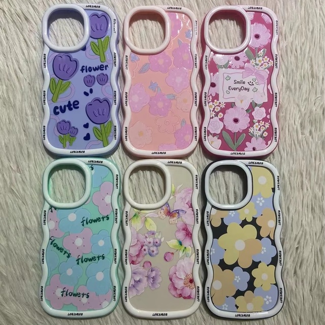 For Samsung A04 Galaxy S22 ultra TPU Phone Cover for iPhone 16 15 14 13 12 11 New Designer Printing Wildflower Wave Phone Case