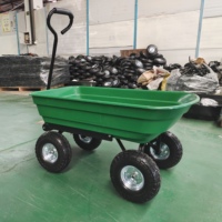 350-4 roues pneumatiques chariot à benne basculante facile à déplacer remorque utilitaire chariot de jardin 75L pour outils utilisation industrielle et de stockage