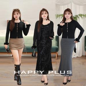 Night Paris Women's Plus Size <b>Black</b> Knit Cardigan With Fur Cuffs Solid Color Viscose Fiber <b>Long</b> <b>Sleeve</b> <b>Top</b> - Product Image 3