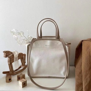 Grand sac en coton à poche intérieure, sac fourre-tout de plage, de shopping, avec poignée en cuir, simple, durable, vente en gros, collection - Product Image 2