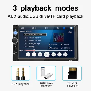 7 Inch Touchscreen Met Achteruitrijcamera Dubbel Din Autoradio Multimedia Mp5 Speler Met Carplay En Android Auto