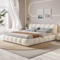 Ensemble de lit gonflable en gros, meubles de chambre à coucher, lit en tissu blanc crème design, vente chaude, lit king-size moderne pour hôtel, cadre de lit pour la maison