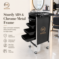 Chariot de Salon Mobile Moderne à 4 Roues, Réglable, en Plastique et Métal, avec Étagères de Rangement Multi-Niveaux, pour Salon de Coiffure, Permanente et Coloration Professionnelle