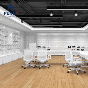 Meuble de présentation minimaliste blanc pour magasin de chaussures, étagère murale perforée, étagère lumineuse pour chaussures, pour salle d'exposition de vente au détail de chaussures - Product Image 6