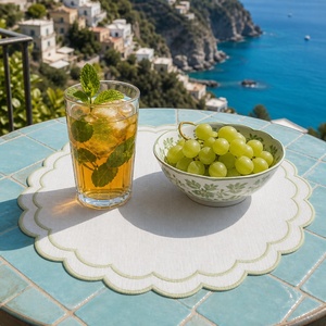 Serviettes et sets de table classiques en lin pur 100% personnalisables, avec broderies modernes et lignes brodées, en tissu lavé, couleurs sur mesure - Product Image 4