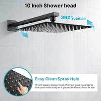 Ensemble de douche mural effet pluie avec système cascade pour salle de bain, robinetterie de douche encastrée