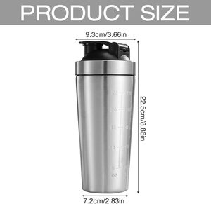 Custom Logo Modern Stainless Steel Vacuum Insulated Protein <b>Shaker</b> <b>Bottle</b> with Hand Grip and <b>Shaker</b> Ball for Gym Use - Product Image 2
