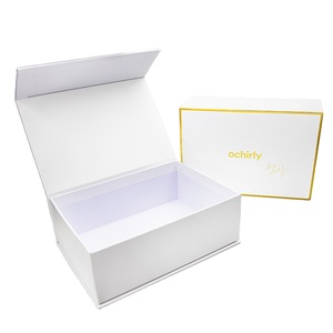 Custom White Cardboard Fashion Bags Dress Packaging Book Magnet Lid Rigid Gift <b>Box</b> With Luxury Gold Printed - Product Image 2