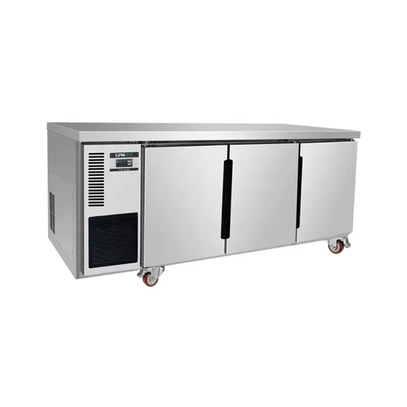 Large Capacity Bench Top Refrigerator Three Doors Under Table Refrigerator Stainless Steel Under Bench Fridge