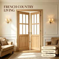 Porte intérieure en bois de pin noueux massif avec vitre, porte en bois brut non peinte pour usage en chambre intérieure de chalet