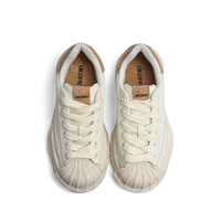Chaussures décontractées unisexes en cuir véritable à semelle épaisse et souple, avec bout coquille et semelle fondue, à lacets, de haute qualité, vente en gros