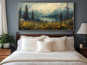 <span class=keywords><strong>Peinture</strong></span> sur toile abstraite en relief 3D faite à la main, représentant un lac de <span class=keywords><strong>montagne</strong></span>, décoration murale pour salon, nature verte - Product Image 3