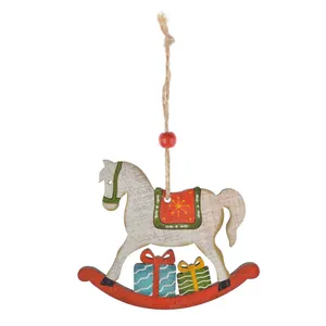 New products 2022 hot sale promotional gift Christmas decoration Wooden Rocking Horses hanging ornament