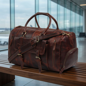 Sac de voyage en cuir véritable Crazy Horse fabriqué à la main par Rub International, avec taille personnalisée et design portable pour les voyages et la salle de sport - Product Image 2