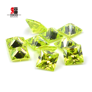 Baifu 3A Peridoto CZ Taglio Quadrato 3x3 4x4 5x5mm <span class=keywords><strong>Gemme</strong></span> Sciolte All'ingrosso Colore Pietra Portafortuna di Agosto - Product Image 1