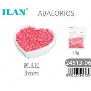 Perline Abalorios 3mm Rosso Anguria 50g per Creazione di Gioielli - Product Image 1