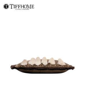 Cojín Decorativo con Borlas Marrones TiffHome, Cojín Lumbar de Diseño con Parches, Ideal para Cafeterías, Bares <span class=keywords><strong>y</strong></span> Salas de Exhibición - Product Image 4