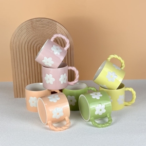 Embossed Colorful Ceramic Cute Design Eco-friendly Dishwasher Microwave Safe <b>Reusable</b> Coffee <b>Mug</b> Good Quality Porcelain AB Grade - Product Image 2