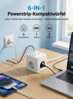 Multiprise E-SUN Power Cube 3 prises 2 ports USB 2 ports USB-C 16A CE ROHS EMC Personnalisable Usage Commercial Prise EU